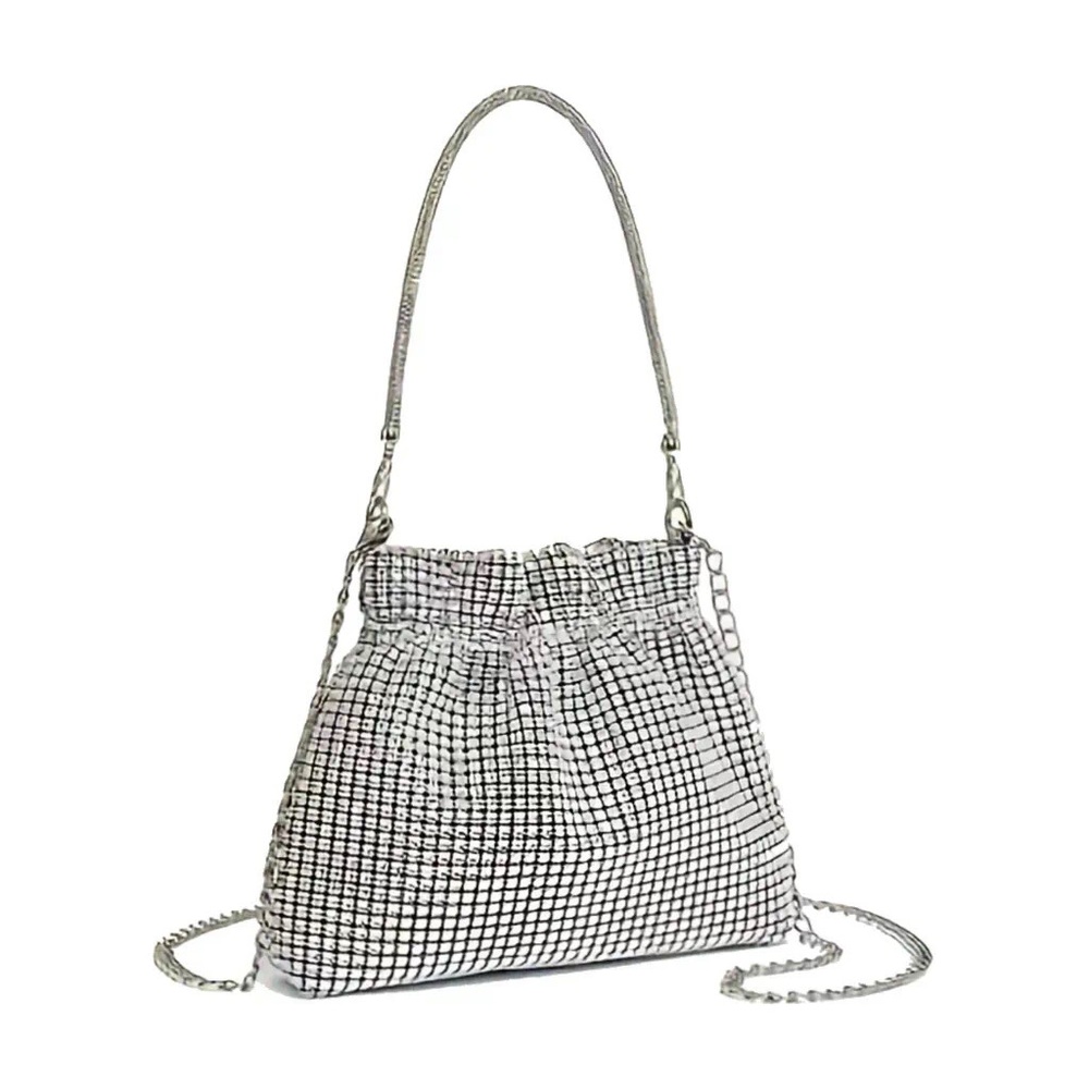 Gorgeous NWT full rhinestone drawstring crossbody/handle satchel evening bag